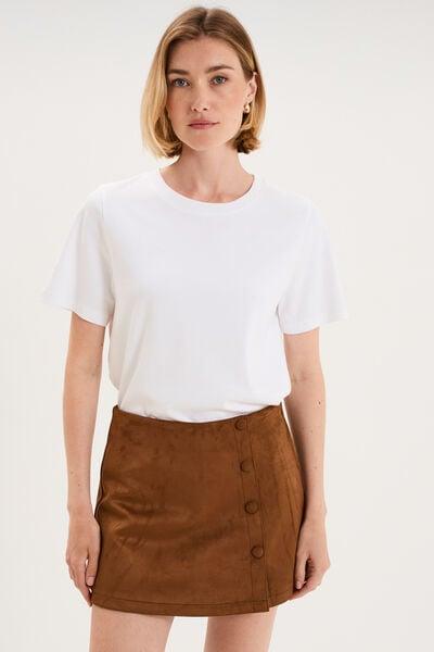 Women's White Cotton Short-Sleeve Crew-Neck T-Shirt
