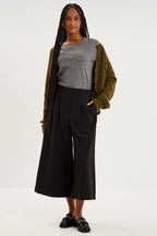 Women's Black High-Waist Wide-Leg Culottes