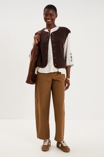 Women's Dark Brown Sherpa Fleece Gilet