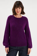 Women's Dark Purple Crew Neck Sweater