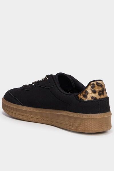 Women's Black Lace-Up Gum Sole Sneakers