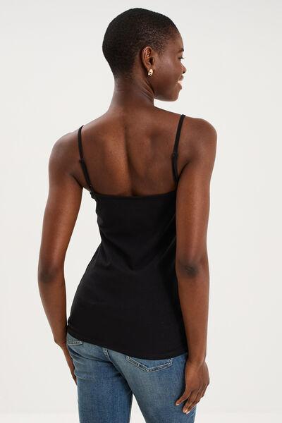 Women's Black Adjustable-Strap Cotton Camisole Tank Top