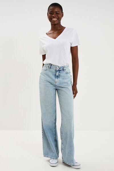 Women's Light Wash High-Waist Wide-Leg Jeans