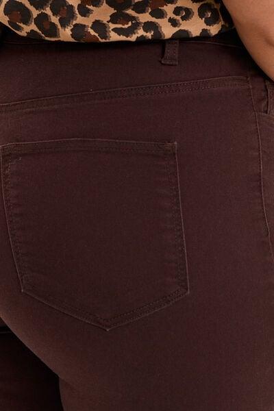 Women's Dark Brown High-Waist Stretch Straight Pants