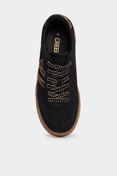 Women's Black Lace-Up Gum Sole Sneakers
