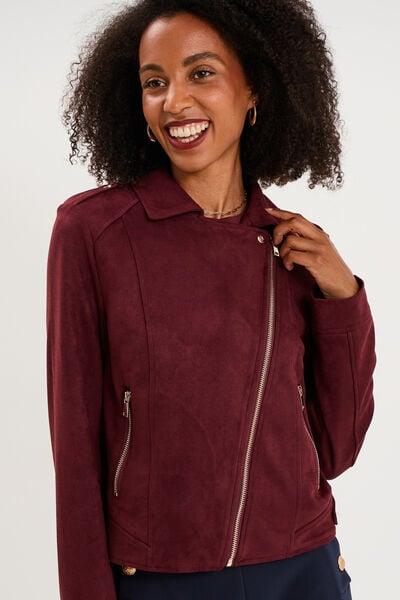 Women's Dark Purple Suedette Biker Jacket