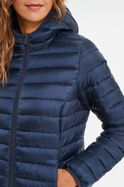 Women's Navy Lightweight Hooded Water-Repellent Puffer