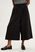 Women's Black High-Waist Wide-Leg Culottes