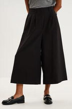 Women's Black High-Waist Wide-Leg Culottes