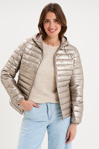 Women's Gold Lightweight Hooded Water-Repellent Puffer
