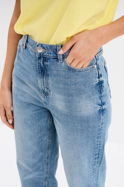Women's High-Waist Cropped Mom Jeans Double Stone