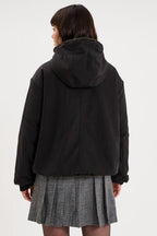 Women's Black Reversible Faux-Fur Hooded Parka