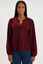 Women's Dark Plum Broderie Anglaise Long-Sleeve Blouse