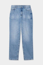 Women's Light Wash High-Waist Cropped Mom Jeans