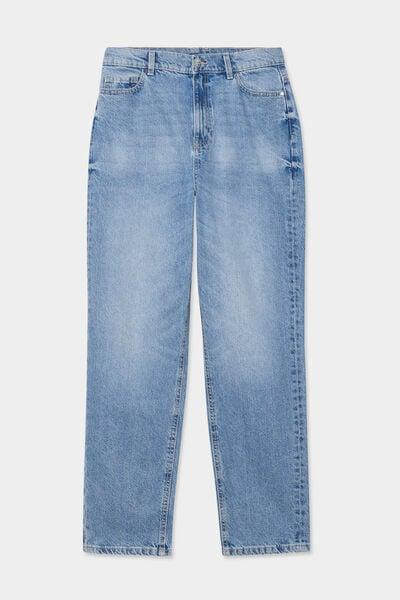 Women's High-Waist Cropped Mom Jeans Double Stone