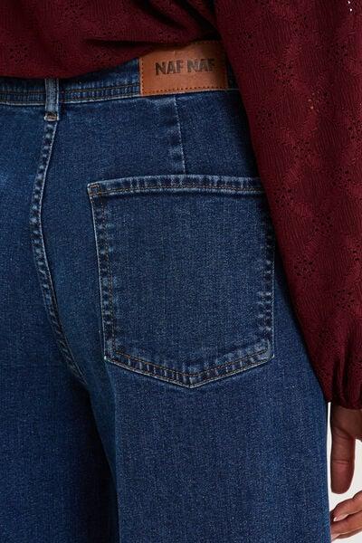 Women's Dark Stone Wide Cropped Patch-Pocket Jeans