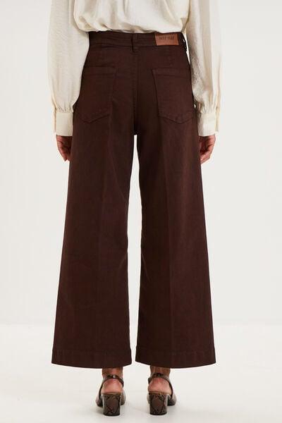 Women's Dark Brown Cropped Wide-Leg Pants
