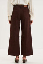 Women's Dark Brown Cropped Wide-Leg Pants