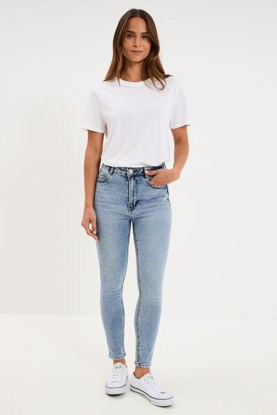 Women's Light Wash High-Waist Cropped Skinny Jeans