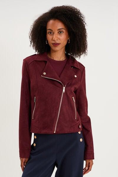 Women's Dark Purple Suedette Biker Jacket