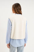Women's Ecru Fleece-Effect Sleeveless Gilet