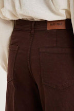 Women's Dark Brown Cropped Wide-Leg Pants