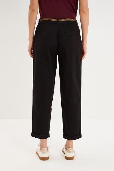 Women's Black Regular Chino with Woven Belt