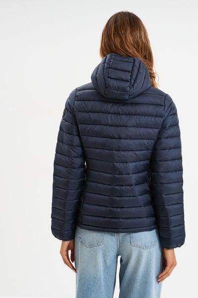 Women's Navy Lightweight Hooded Water-Repellent Puffer