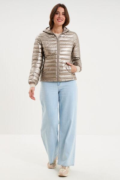 Women's Gold Lightweight Hooded Water-Repellent Puffer