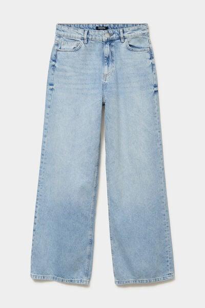 Women's Light Wash High-Waist Wide-Leg Jeans