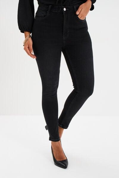 Women's Black High-Waist Cropped Skinny Jeans