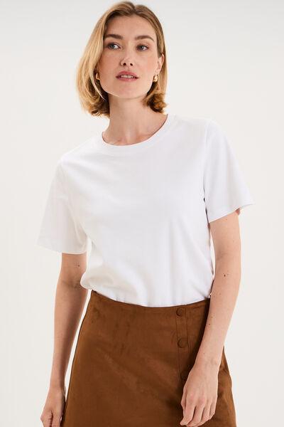 Women's White Cotton Short-Sleeve Crew-Neck T-Shirt