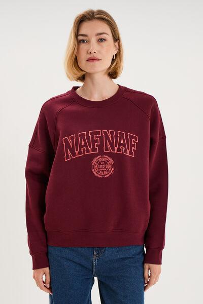 Women's Burgundy Oversize Embroidered Logo Sweatshirt