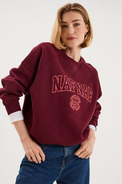 Women's Burgundy Oversize Embroidered Logo Sweatshirt