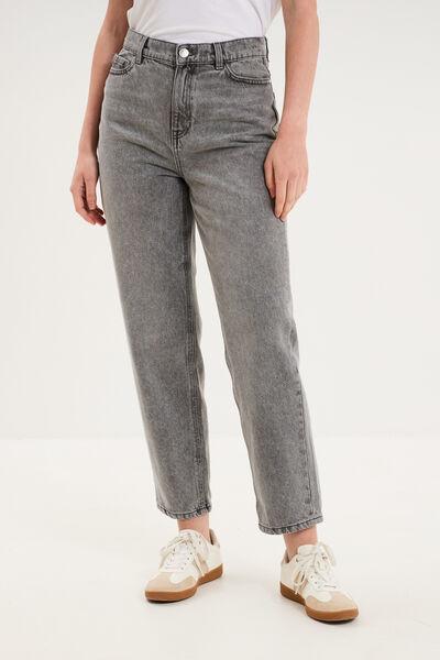 Women's Light Gray Cropped Mom Jeans