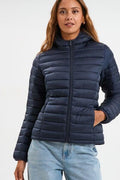 Women's Navy Lightweight Hooded Water-Repellent Puffer
