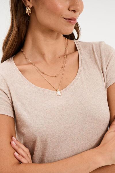 Women's Beige Cotton Short-Sleeve Crew-Neck T-Shirt