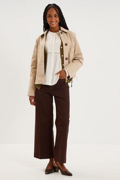 Women's Dark Brown Cropped Wide-Leg Pants