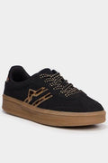 Women's Black Lace-Up Gum Sole Sneakers