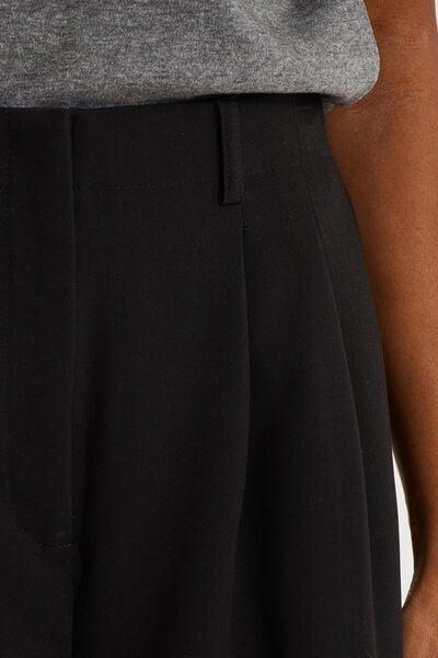 Women's Black High-Waist Wide-Leg Culotte Pants