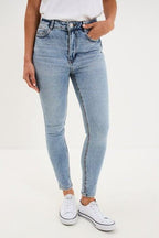 Women's High-Waist Cropped Skinny Jeans Double Stone