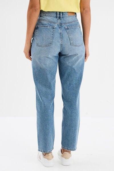 Women's Light Wash High-Waist Cropped Mom Jeans