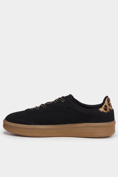 Women's Black Lace-Up Gum Sole Sneakers