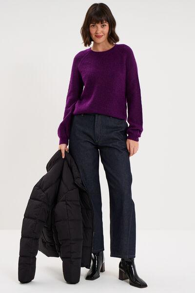 Women's Dark Purple Crew Neck Sweater