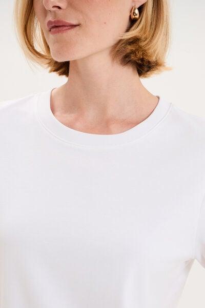 Women's White Cotton Short-Sleeve Crew-Neck T-Shirt