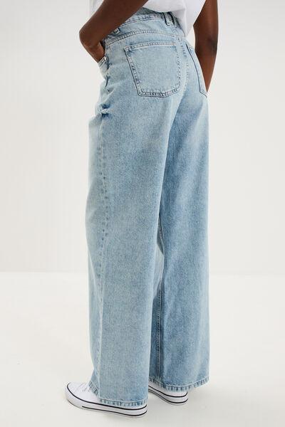 Women's Light Wash High-Waist Wide-Leg Jeans