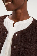 Women's Dark Brown Fleece-Effect Sleeveless Gilet