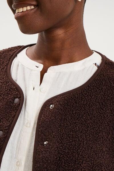 Women's Dark Brown Fleece-Effect Sleeveless Gilet