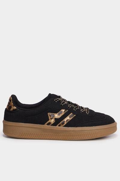 Women's Black Lace-Up Gum Sole Sneakers
