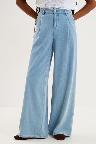 Women's Triple Stone High-Waist Pleated Wide-Leg Jeans